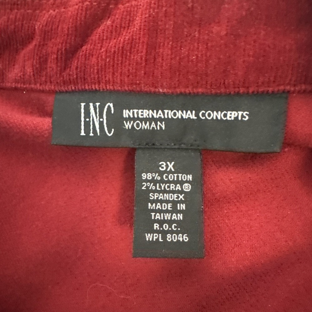 INC International Concepts Red Corduroy Jacket Plus Size 3X Button Shacket Y2K - Picture 5 of 6